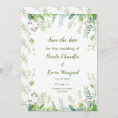 Eucalyptus groen verlaat bruiloft save the date (Voorkant / Achterkant)