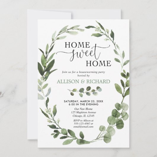 Eucalyptus groen verlaat housewarming kaart (Voorkant)