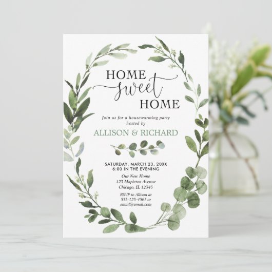 Eucalyptus groen verlaat housewarming kaart (Staand voorkant)