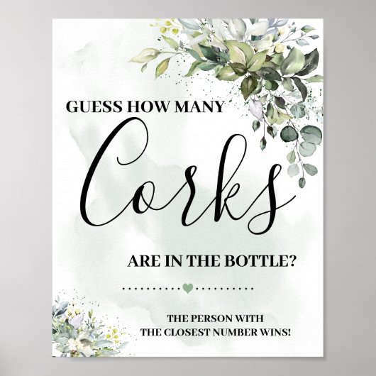 Eucalyptus groen vetplant hoeveel kurken bord poster (Voorkant)