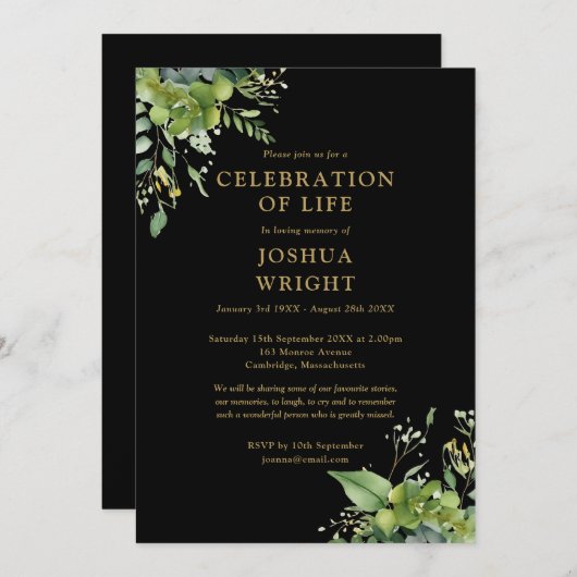 Eucalyptus groen viering van het leven begrafenis kaart (Voorkant / Achterkant)