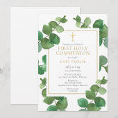 Eucalyptus groen voor de eerste heilige communie kaart (Voorkant / Achterkant)
