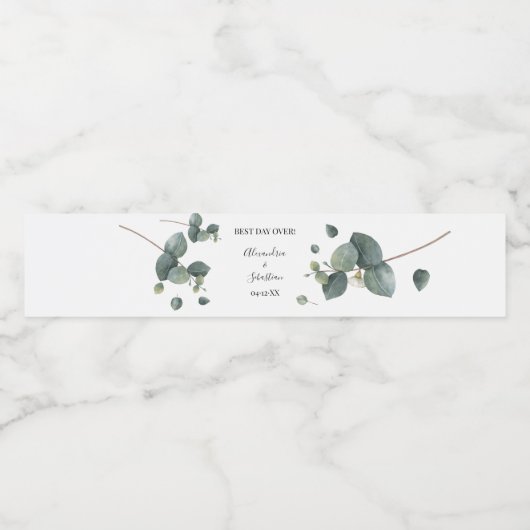 Eucalyptus groen Vrijgezellenfeest koppels bruilof Waterfles Etiket (Enkel label)