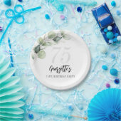 Eucalyptus groen Waterverf 75e geboortedag Papieren Bordje (Feest)