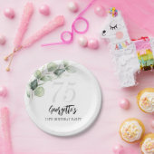 Eucalyptus groen Waterverf 75e geboortedag Papieren Bordje (Feest)