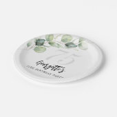 Eucalyptus groen Waterverf 75e geboortedag Papieren Bordje (Gekanteld)