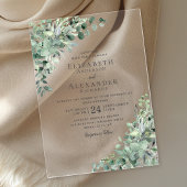 Eucalyptus groen Waterverf Boho bruiloft Acryl Uitnodigingen