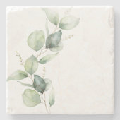 Eucalyptus groen Waterverf botanisch Stenen Onderzetter (Voorkant)