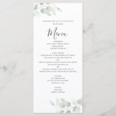 Eucalyptus groen waterverf bruiloft plat menu (Voorkant)