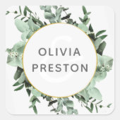 Eucalyptus groen Waterverf bruiloft Sticker (Voorkant)