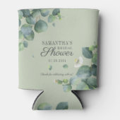 Eucalyptus groen waterverf bruiloftsborrel blikjeskoeler (Voorkant)