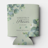 Eucalyptus groen waterverf bruiloftsborrel blikjeskoeler (Achterkant)