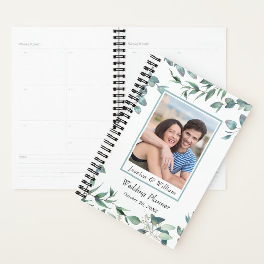 Eucalyptus groen Waterverf FOTO bruiloft Planner (Display)