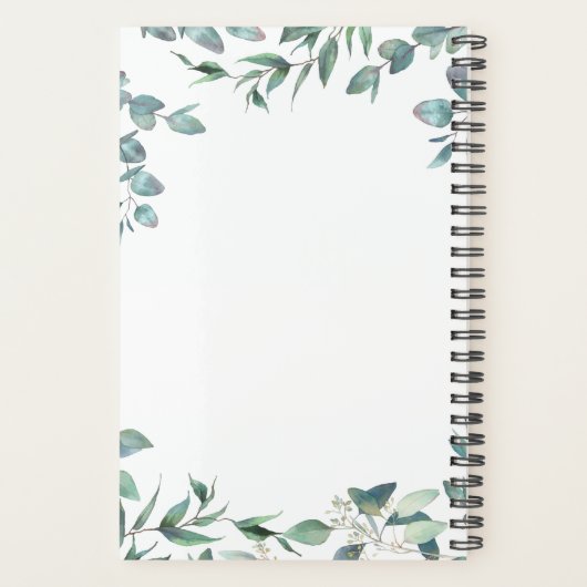 Eucalyptus groen Waterverf FOTO bruiloft Planner (Achterkant)