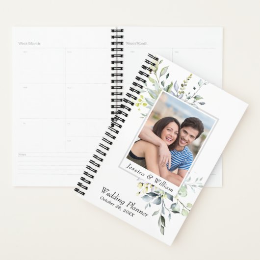 Eucalyptus groen Waterverf FOTO bruiloft Planner (Display)