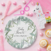 Eucalyptus groen Waterverf gebladerte Baby shower Papieren Bordje (Feest)