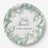 Eucalyptus groen Waterverf gebladerte Baby shower Papieren Bordje (Voorkant)