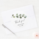 Eucalyptus groen waterverf modern eenvoudig ronde sticker (Envelop)