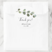 Eucalyptus groen waterverf modern eenvoudig ronde sticker (Tas)