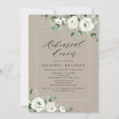 Eucalyptus groen wit bloemenrepetitie diner kaart (Voorkant)