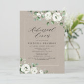 Eucalyptus groen wit bloemenrepetitie diner kaart (Staand voorkant)