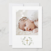 Eucalyptus Groen Wit Lijst Kruisdoop Foto Kaart (Achterkant)