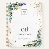 Eucalyptus groen witte bedrijfslogo notitieboek (Voorkant)