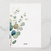 Eucalyptus groen zilver bruiloft uitnodiging (Achterkant)