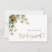 Eucalyptus groen Zonnebloemen Bruidsmeisje Kaart (Voorkant)