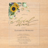 Eucalyptus groen Zonnebloemen Vrijgezellenfeest Acryl Uitnodigingen (Voorkant)