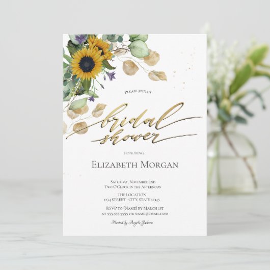 Eucalyptus groen Zonnebloemen Vrijgezellenfeest Kaart (Staand voorkant)