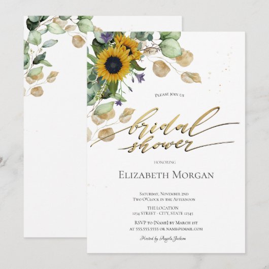 Eucalyptus groen Zonnebloemen Vrijgezellenfeest Kaart (Voorkant / Achterkant)