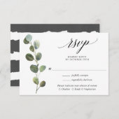 Eucalyptus groen zwart wit bruiloft RSVP Informatiekaartje (Voorkant / Achterkant)