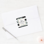 Eucalyptus groen zwart wit goud bruiloft vierkante sticker (Envelop)