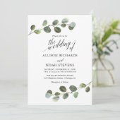 Eucalyptus groen zwart wit modern eenvoudig kaart (Staand voorkant)