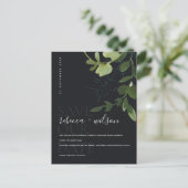 EUCALYPTUS GROEN ZWARTE WATERCOLOR SAVE THE DATE AANKONDIGINGSKAART (Staand voorkant)