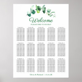 Eucalyptus Groene 15 Tafel Trouwstoelindeling Poster