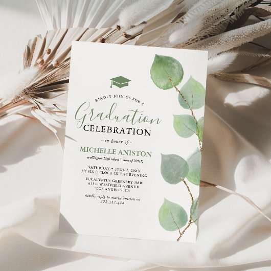 Eucalyptus Groene Afstudeerfeest Kaart