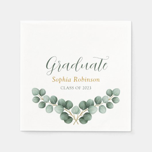 Eucalyptus Groene Afstudeerfeest Servet (Voorkant)