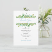 Eucalyptus groene baby boy shower bedankgedicht bedankkaart (Staand voorkant)