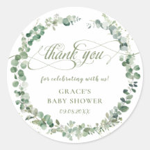 Eucalyptus groene baby shower bedankbriefje