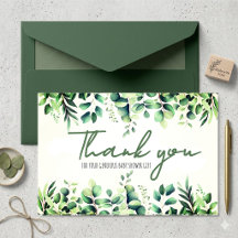 Eucalyptus groene baby shower bedankkaart