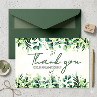 Eucalyptus groene baby shower bedankkaart