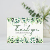 Eucalyptus groene baby shower bedankkaart (Staand voorkant)