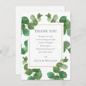 Eucalyptus Groene Baby Shower Gedicht Bedankkaart (Voorkant / Achterkant)