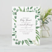 Eucalyptus groene baby shower kaart (Staand voorkant)