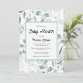 Eucalyptus Groene Baby Shower Uitnodiging (Staand voorkant)