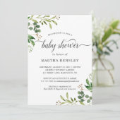 Eucalyptus groene baby shower uitnodiging (Staand voorkant)
