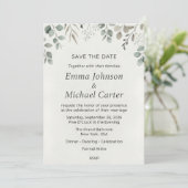 Eucalyptus Groene & Baby's Breath Save-the-Date Kaart (Staand voorkant)