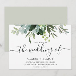 Eucalyptus groene blad bruiloft kaart